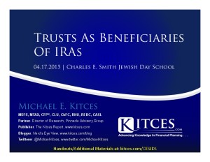 Trusts as Beneficiaries Of IRAs - CES Jewish Day School - Apr 17 2015 - Cover Page-thumbnail