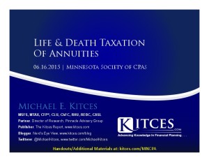 Life & Death Taxation Of Annuities - MNCPA - Jun 16 2015 - Handouts