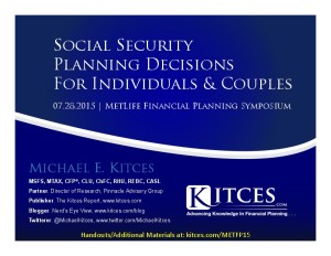 Social Security Planning Decisions For Couples - MetLife - Jul 28 2015 - Handouts