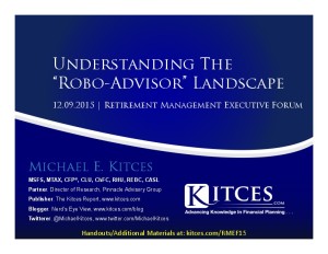 Understanding The Robo Advisor Landscape RMEF Dec 9 2015 Cover Page pdf image