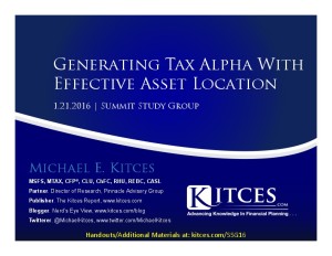 Generating Tax Alpha With Effective Asset Location Summit Study Group Jan 21 2016 Cover Page pdf image