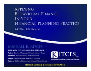 Applying Behavioral Finance In Your Financial Planning Practice FPA Kansas May 4 2016 Cover Page pdf image