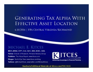 Generating Tax Alpha With Effective Asset Location FPA Central VA Richmond Jun 10 2016 Cover Page pdf image