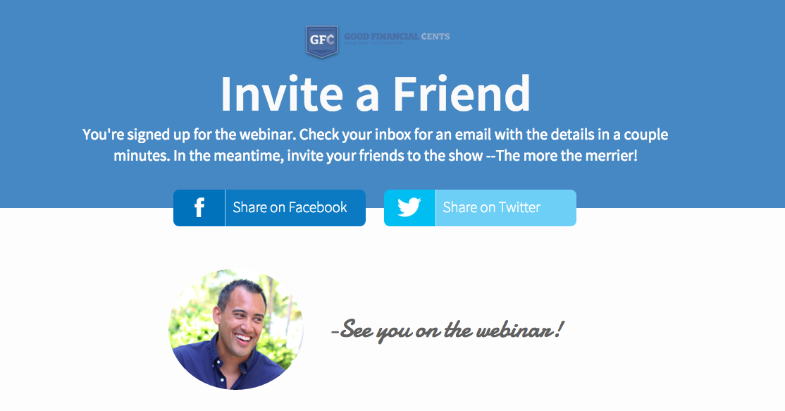 Jeff Rose Sample Webinar Thank You Landing Page