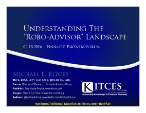 Understanding The Robo Advisor Landscape Pinnacle Partners Forum Apr 18 2016 Cover Page pdf image