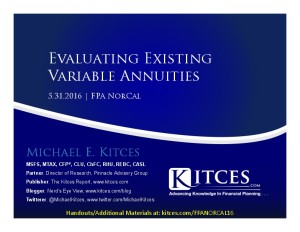 Evaluating Existing Variable Annuities FPA NorCal May 31 2016 Cover Page pdf image