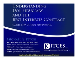 Understanding DoL Fiduciary And The Best Interests Contract FPA Central Penn Jun 2 2016 Cover Page pdf image