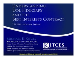 Understanding DoL Fiduciary And The Best Interests Contract Advisor Stream Jul 21 2016 Cover Page pdf image