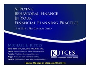 Applying Behavioral Finance In Your Financial Planning Practice FPA C Ohio Oct 11 2016 Cover Page pdf image