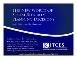 New World Of Social Security Planning NAPFA National Oct 15 2016 Cover Page pdf image