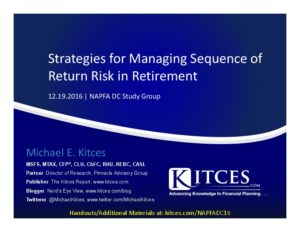 Strategies for Managing Sequence of Return Risk in Retirement It NAPFA DC Study Dec 19 2016 Cover Page pdf image