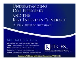 Understanding DoL Fiduciary And The Best Interests Contract NAPFA DC Study Dec 19 2016 Cover Page pdf image