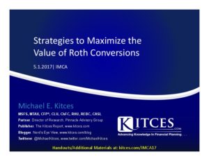 Advanced Roth Conversion Strategies IMCA May 1 2017 Cover Page 2 pdf image