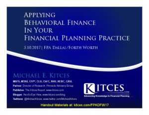 Applying Behavioral Finance In Your Financial Planning Practice FPA DFW May 10 2017 Cover Page pdf image