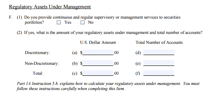 5.F On Part 1 Of The Form ADV Filing