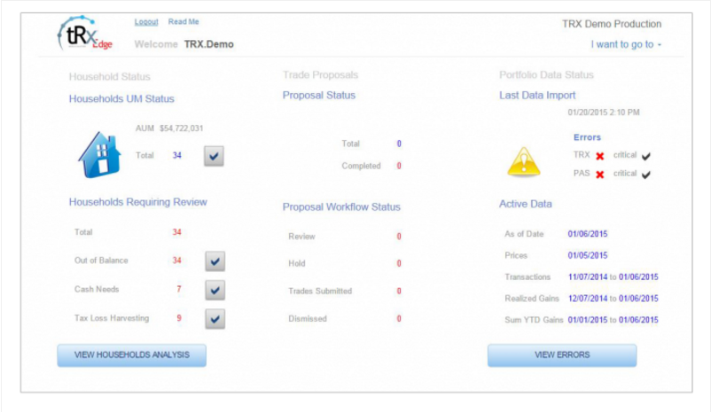 tRx Total Rebalance Expert Sample Screenshot