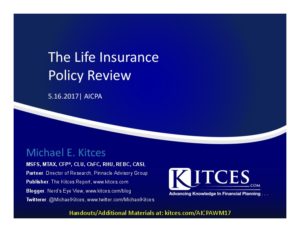 Life Insurance Policy Review AICPA May 16 2017 Cover Page pdf image