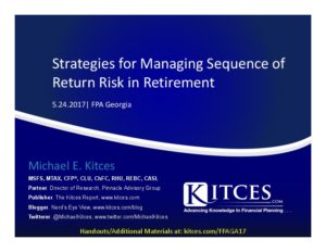 Strategies for Managing Sequence of Return Risk in Retirement It FPA Georgia May 24 2017 Cover Page pdf image