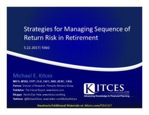 Strategies for Managing Sequence of Return Risk in Retirement It fi360 May 22 2017 Cover Page pdf image