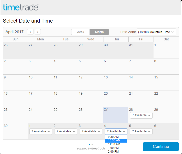 TimeTrade Basic Interface