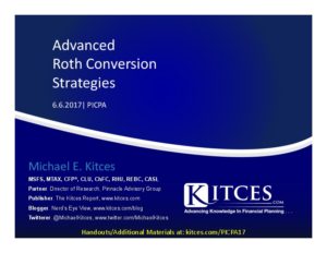 Advanced Roth Conversion Strategies PICPA Jun 6 2017 Cover Page pdf image