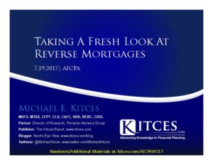 Taking A Fresh Look At Reverse Mortgages AICPA Jul 19 2017 Cover Page pdf image