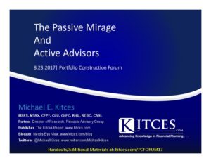The Passive Mirage And Active Advisors Portfolio Construction Forum August 23 2017 Cover Page pdf image