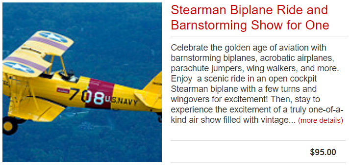 Stearman Biplane Ride and Barnstorming Show For One