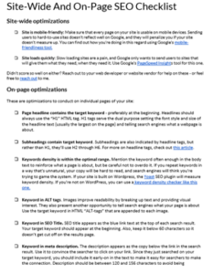 Site-Wide And On-Page SEO Checklist 