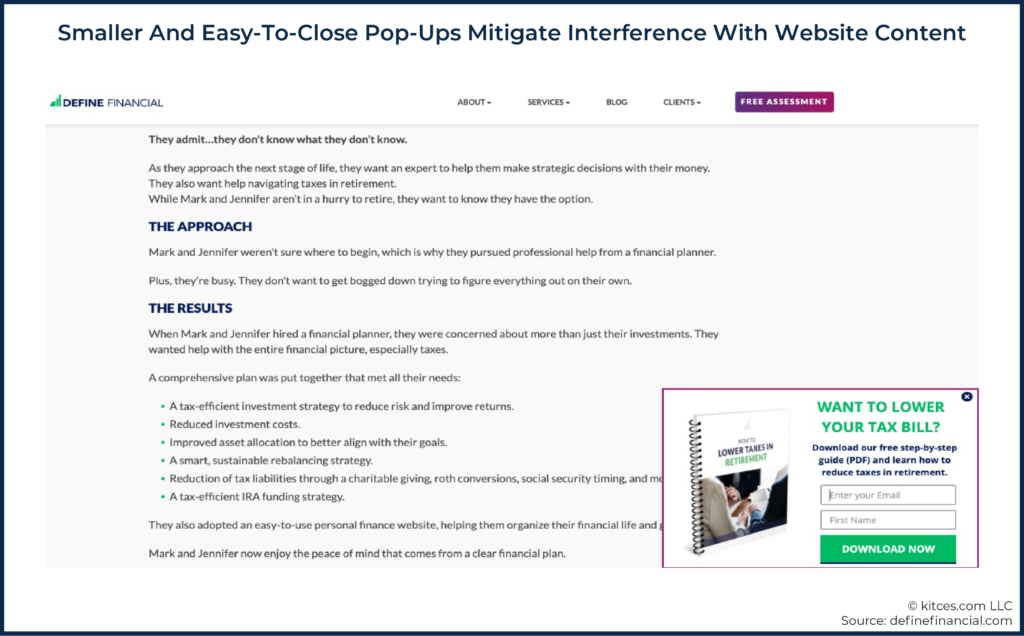 04 Smaller And Easy-To-Close Pop-Ups Mitigate Interference With Website Content
