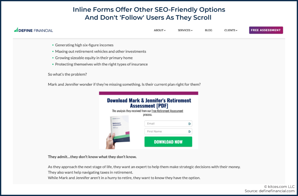 08 Inline Forms Offer Other SEO-Friendly Options And Don't 'Follow' Users As They Scroll
