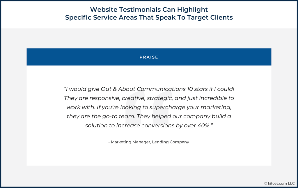 Website Testimonials Can Highlight Specific Service Areas That Speak To Target Clients