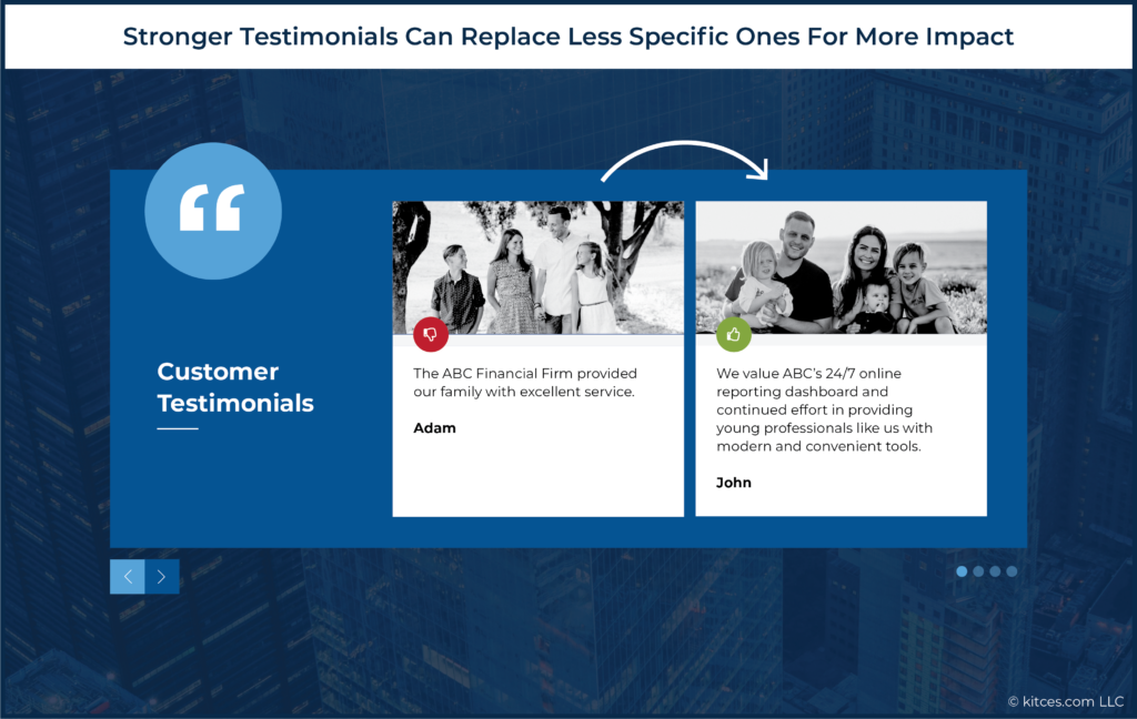 Stronger Testimonials Can Replace Less Specific Ones For More Impact