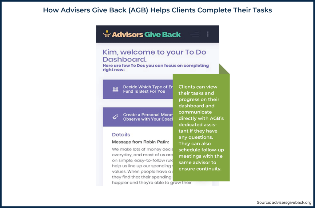 How Advisers Give Back Helps CLients Complete Their Tasks