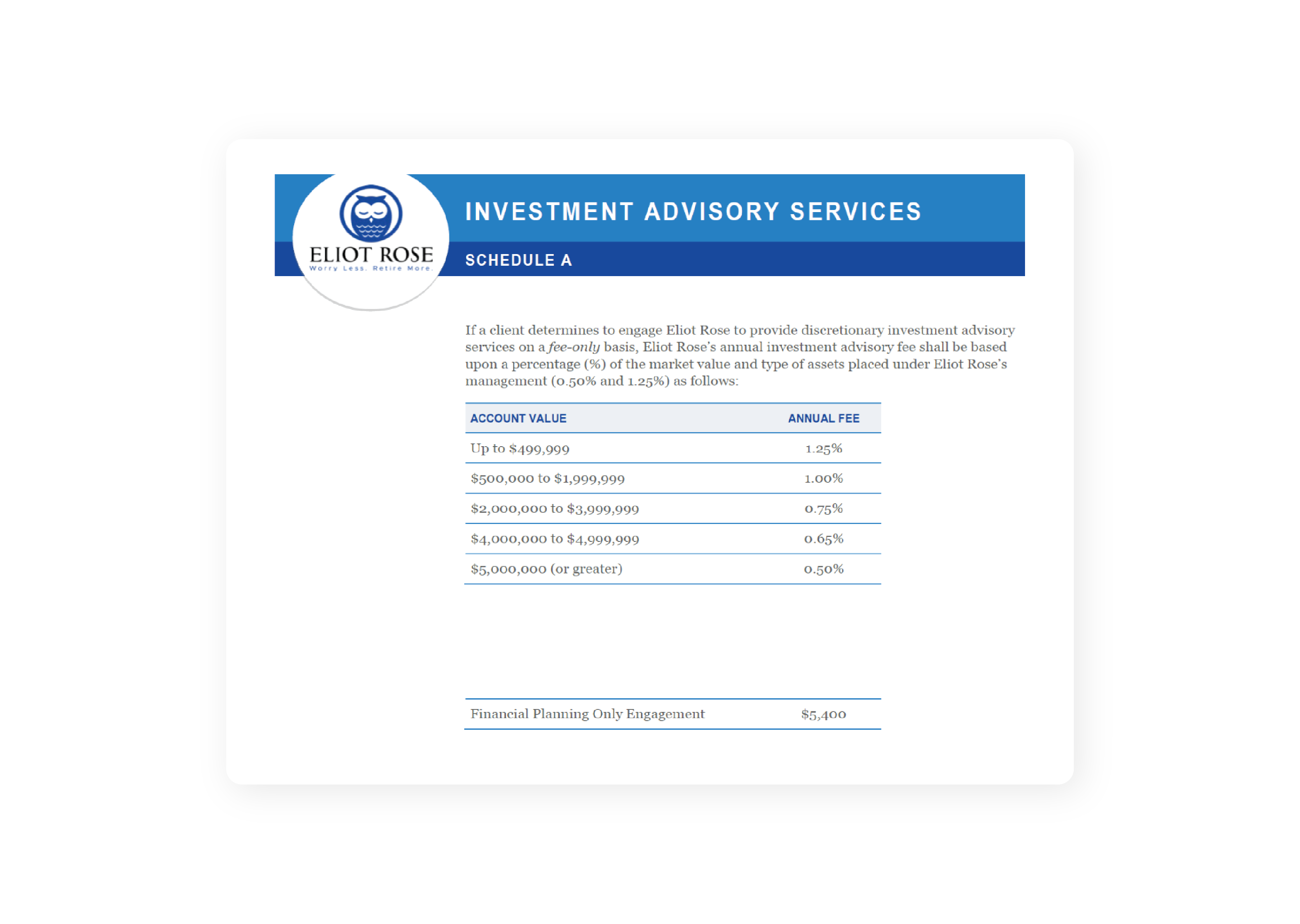 Eliot Rose Investment Advisory Services
