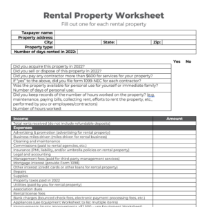 Rental Property Worksheet