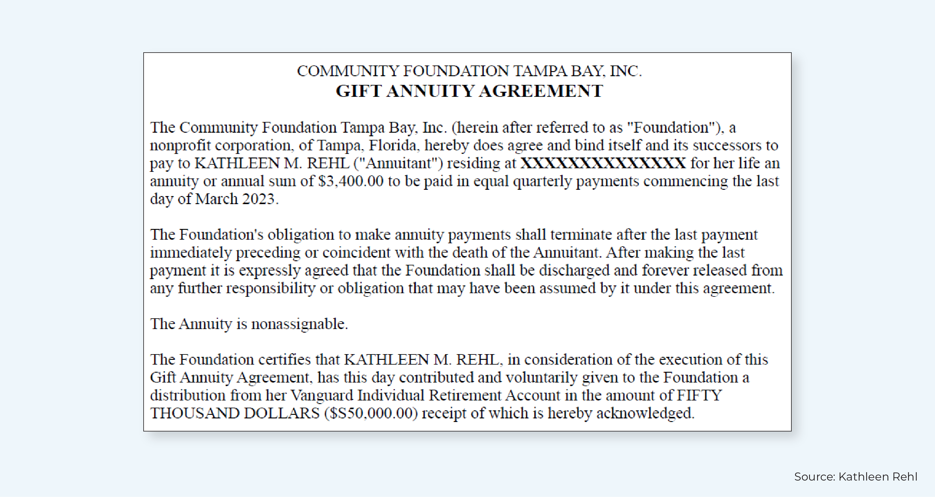 Gift Annuity Agreement